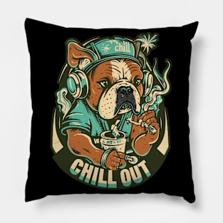 Pop Culture Bulldog in Hip Hop Gear Pillow