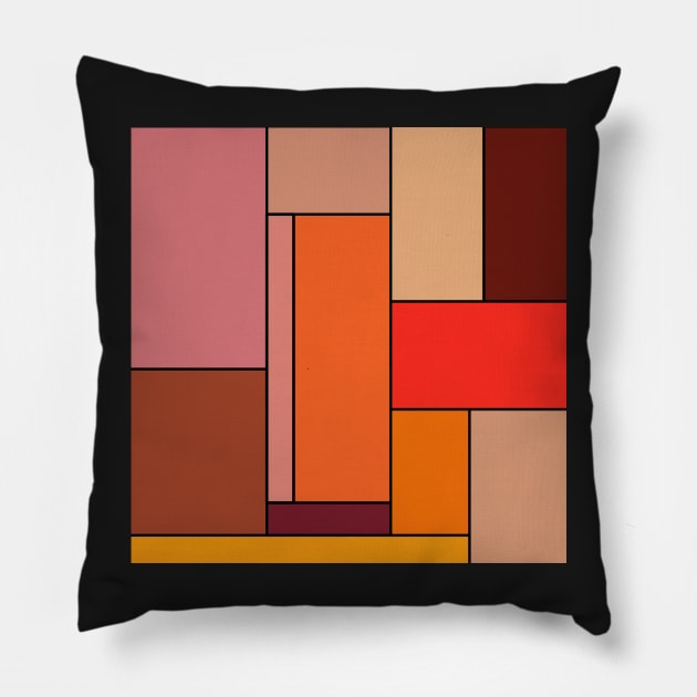 retro geometrical abstract art Pillow by pauloneill-art