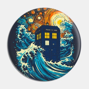 the great kanagawa wave and the tardis Pin