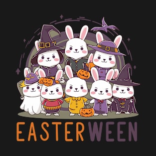 Cute Bunnies in Costumes Easterween Celebration T-Shirt