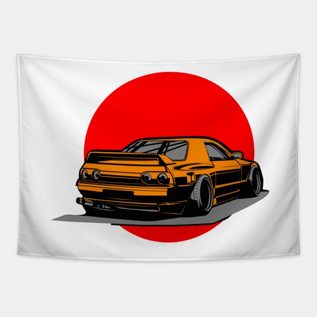 R32 skyline GTR Godzilla jdm poster - Car - Tapestry | TeePublic
