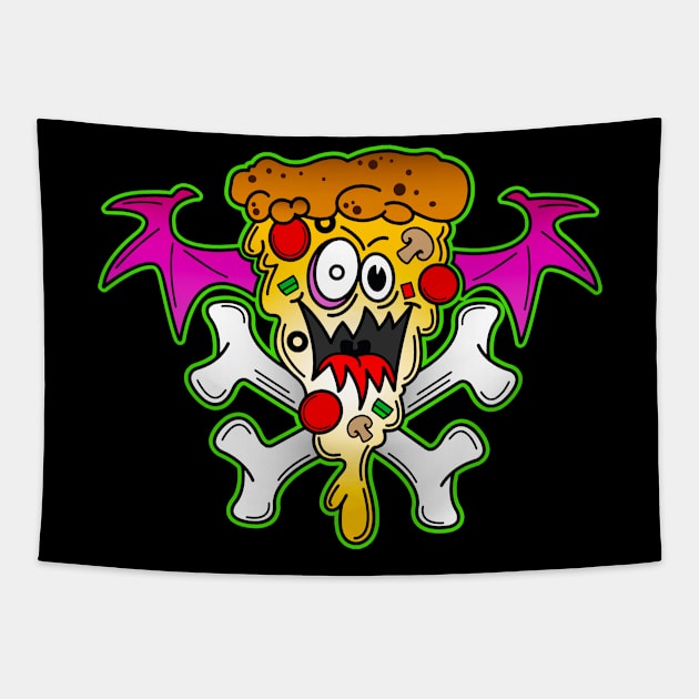 Pizza Monster Tapestry by OrneryDevilDesign