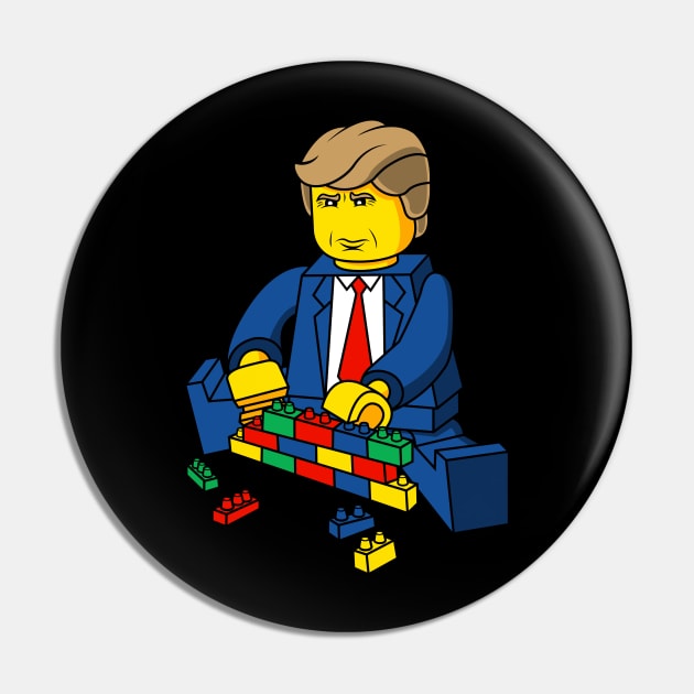 Trump Build A Wall Toy Brick Pin by mashuptees