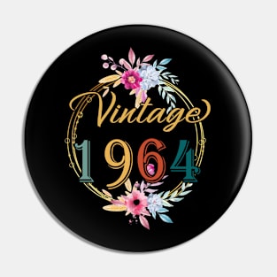 60 Years Old Gifts Vintage 1964 Floral 60th Birthday Party Pin