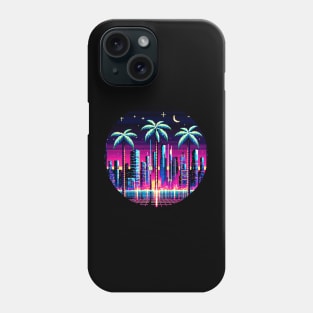 Cyber Palms - 8-Bit Neon Cityscape with Futuristic Palm Trees Phone Case