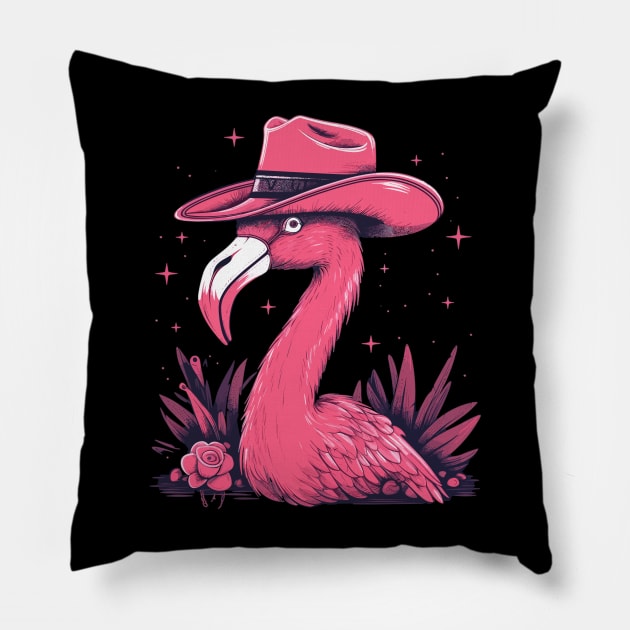 Retro Flamingo Gifts Funny Flamingo Beach Summer Pillow by KsuAnn