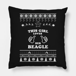 Merry Christmas Beagle Pillow