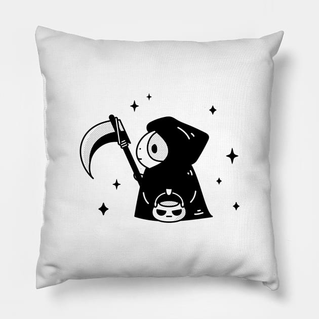 Bubu and Moonch, Guinea Pig Grim Reaper Pillow by Noristudio