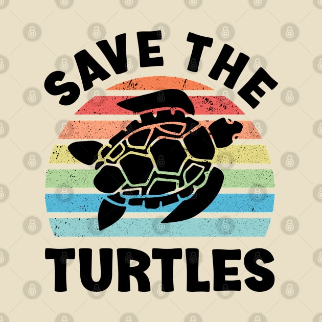 Save The Turtles Sea Turtle Retro Sunset by Whimsical Frank