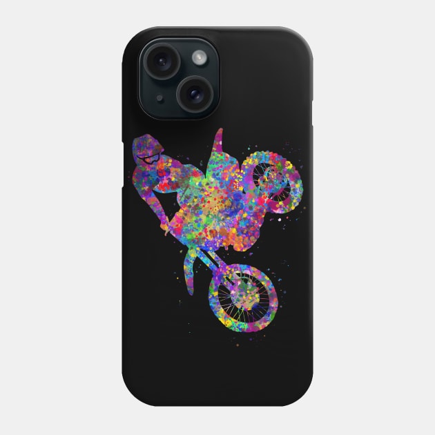 Motocross racing watercolor art Phone Case by Yahya Art