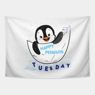 Happy Penguin - Wear it on every Tuesday Tapestry