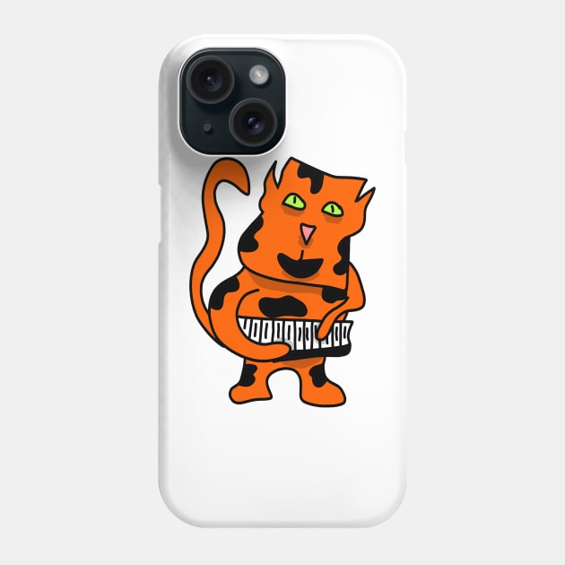 orange cat playing piano Phone Case by Catbrat