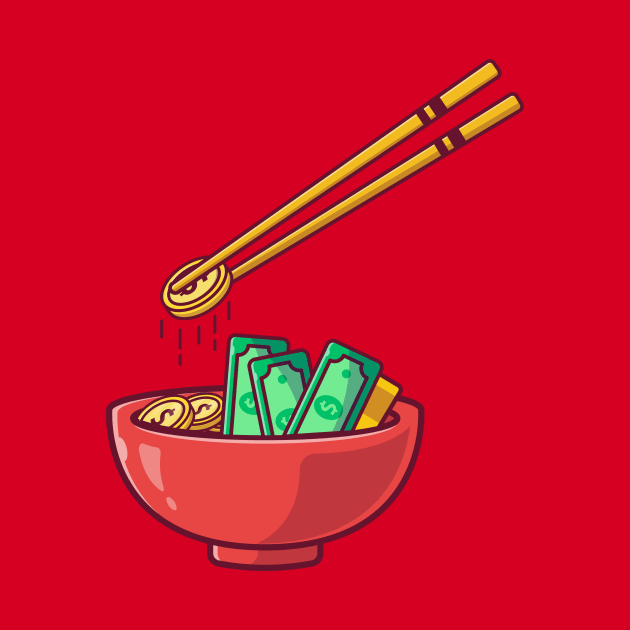 Dollars on Bowl with Chopsticks by KH Studio