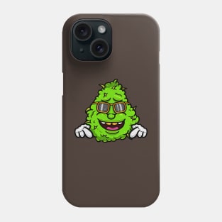 Weed Bud Cartoon With Glass and Pointing Down. Phone Case