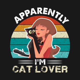 apparently i'm cat lover - cute cartoon cat mom T-Shirt