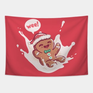 Gingerbread Man Milk Splash Tapestry