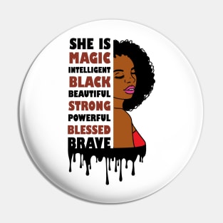 Black American Woman. Afro American Art, Black Beauty Pin