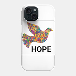 Dove in multicoloured design with hope writing Phone Case