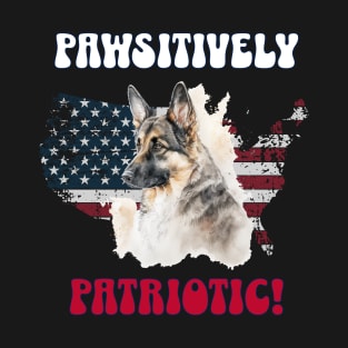 4th of July Independence Day Patriotic German Shepard Funny Design for Dog Lovers T-Shirt