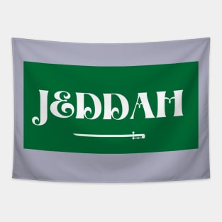 Jeddah City in Saudi Arabian Flag Tapestry