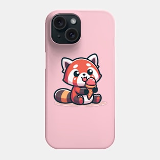 Sweet Treat Delight: Red Panda's Ice Cream Joy Phone Case