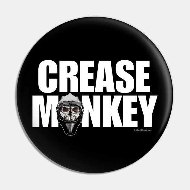 Crease Monkey - funny ice hockey goalie Pin by eBrushDesign