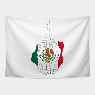 Skeleton Middle Finger Mexico Flag Tapestry