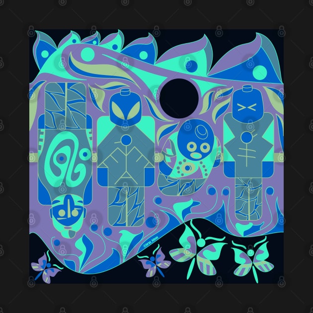mayan ufo atlante ecopop pattern by jorge_lebeau