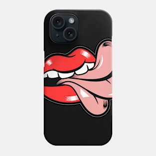 Funny red lips smile and tongue halloween mouth Phone Case