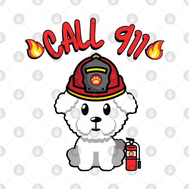 Cute furry dog is a firefighter by Pet Station