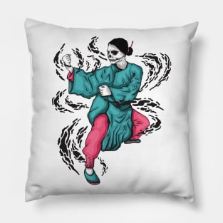 kung fu skull girl Pillow