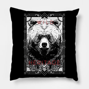 Bear Grizzly Wild Nature Illustration Line Epic Illustration Line Art Pillow