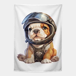 Bulldog in Helmet Tapestry