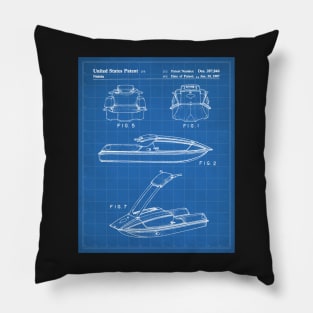 Jet Ski Patent - Watersports Lake Beach House Art - Blueprint Pillow