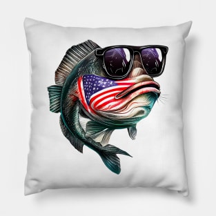 Cool American Bass Fish #2 Pillow