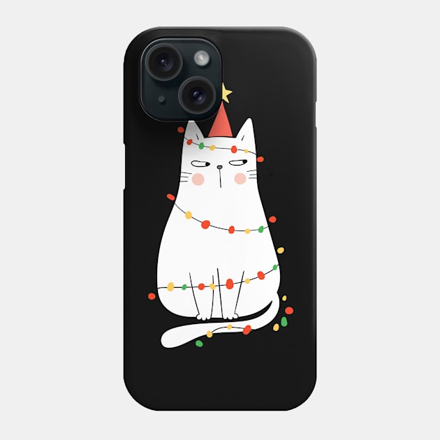 Cute Christmas Cat With Lights - Cool Xmas Gift Phone Case by Animal Specials