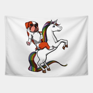 English Bulldog Riding Unicorn Tapestry