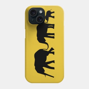 Silhouettes of 3 Elephants Holding Tails Phone Case