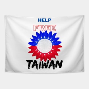 Help Free Taiwan - Red & Blue sunflower of hope Tapestry