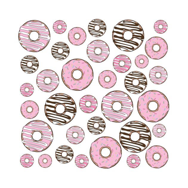 Pattern Of Donuts, Pink Donuts, White Donuts by Jelena Dunčević