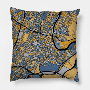 Newark Map Pattern in Blue & Gold Pillow