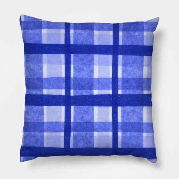 Tissue Paper Plaid - Blue Pillow by sallycummingsdesigns