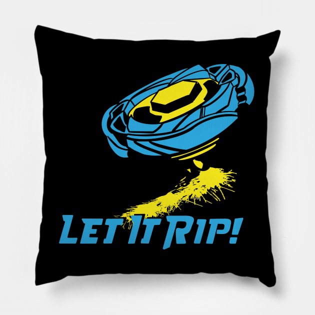 beyblade blue / yellow Pillow by Lins-penseeltje