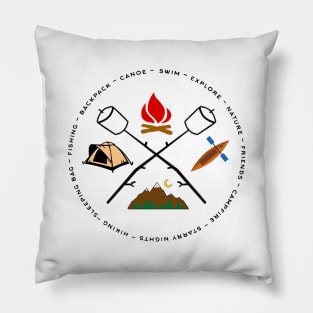 Campground Bonfire Marshmallow Rowboat Oar Lodge. Pillow