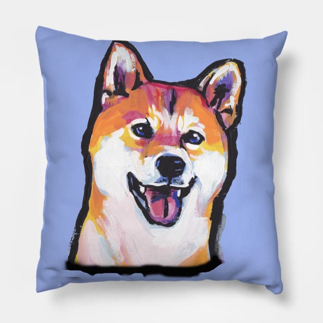 Shiba Inu Bright colorful pop dog art Pillow by bentnotbroken11