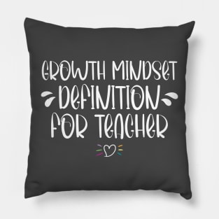 Growth Mindset Definition Quotes Entrepreneur Gifts School For Men Or Women, Boys And Girls, For Teacher Pillow