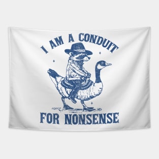 I Am A Conduit For Nonsense Funny Cowboy Raccoon Tapestry