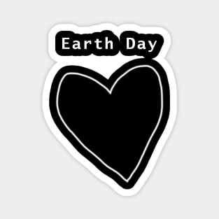 White Line Earth Day Heart Outline Magnet