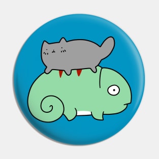 Chameleon and Tiny Cat Pin