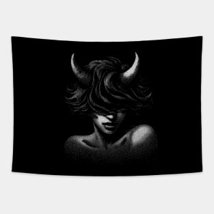 portrait of a demon girl with horns. Tapestry